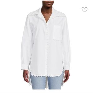 COPY - LEA & VIOLA Faux Pearl Cotton Shirt large NWT